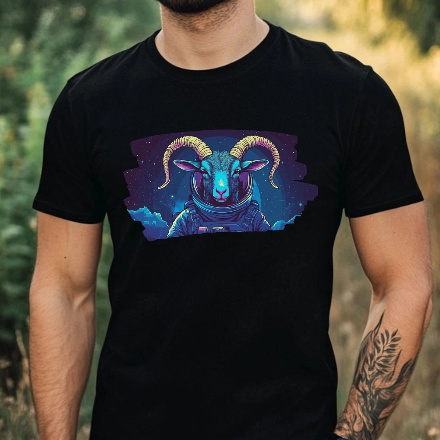 Mens Goat as Astronaut Print Cotton T-Shirt Size XS to 5XL Unisex T-shirt, Sweatshirt, Hoodie, Long Sleeve Tee - T-Shirt, Sweatshirt, Hoodie
