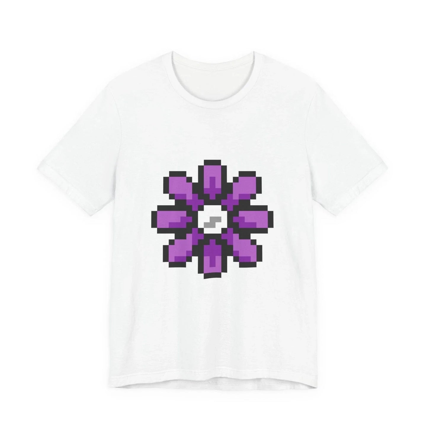 Unisex Jersey Short Sleeve Tee Cute 8-Bit Retro Pixel Art Purple Flower Shirt Unisex T-shirt, Sweatshirt, Hoodie, Long Sleeve Tee - T-Shirt, Sweatshirt, Hoodie
