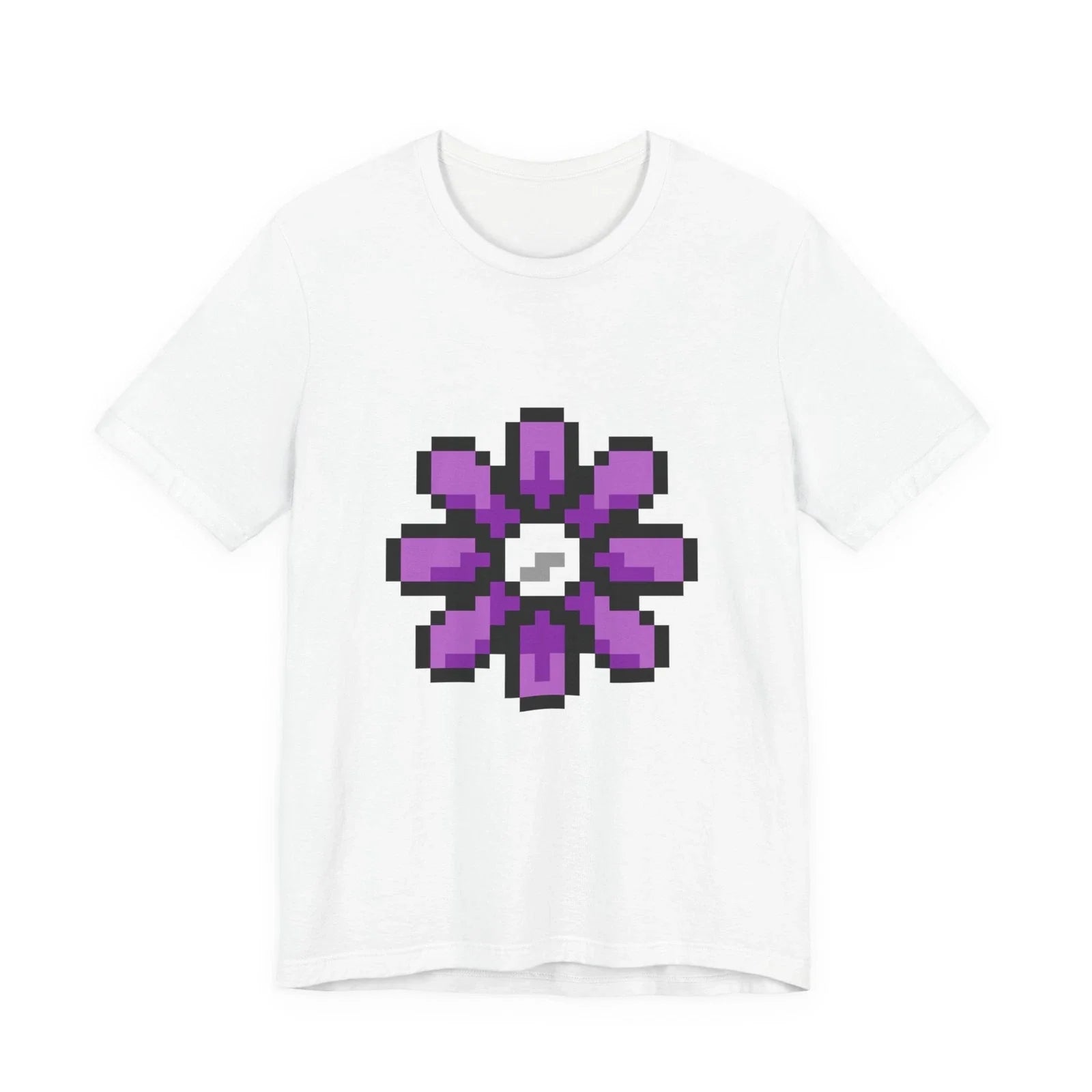 Unisex Jersey Short Sleeve Tee Cute 8-Bit Retro Pixel Art Purple Flower Shirt Unisex T-shirt, Sweatshirt, Hoodie, Long Sleeve Tee - T-Shirt, Sweatshirt, Hoodie