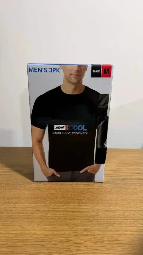 32 Degrees Cool Men's T-Shirt 3 Pack Quick Dry Stretch Crew Neck Black Size Med Unisex T-shirt, Sweatshirt, Hoodie, Long Sleeve Tee - T-Shirt, Sweatshirt, Hoodie