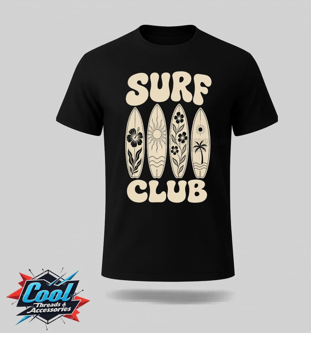 Cool Threads Unisex Surf Club Graphic Print T Shirt Black Retro Vintage Unisex T-shirt, Sweatshirt, Hoodie, Long Sleeve Tee - T-Shirt, Sweatshirt, Hoodie