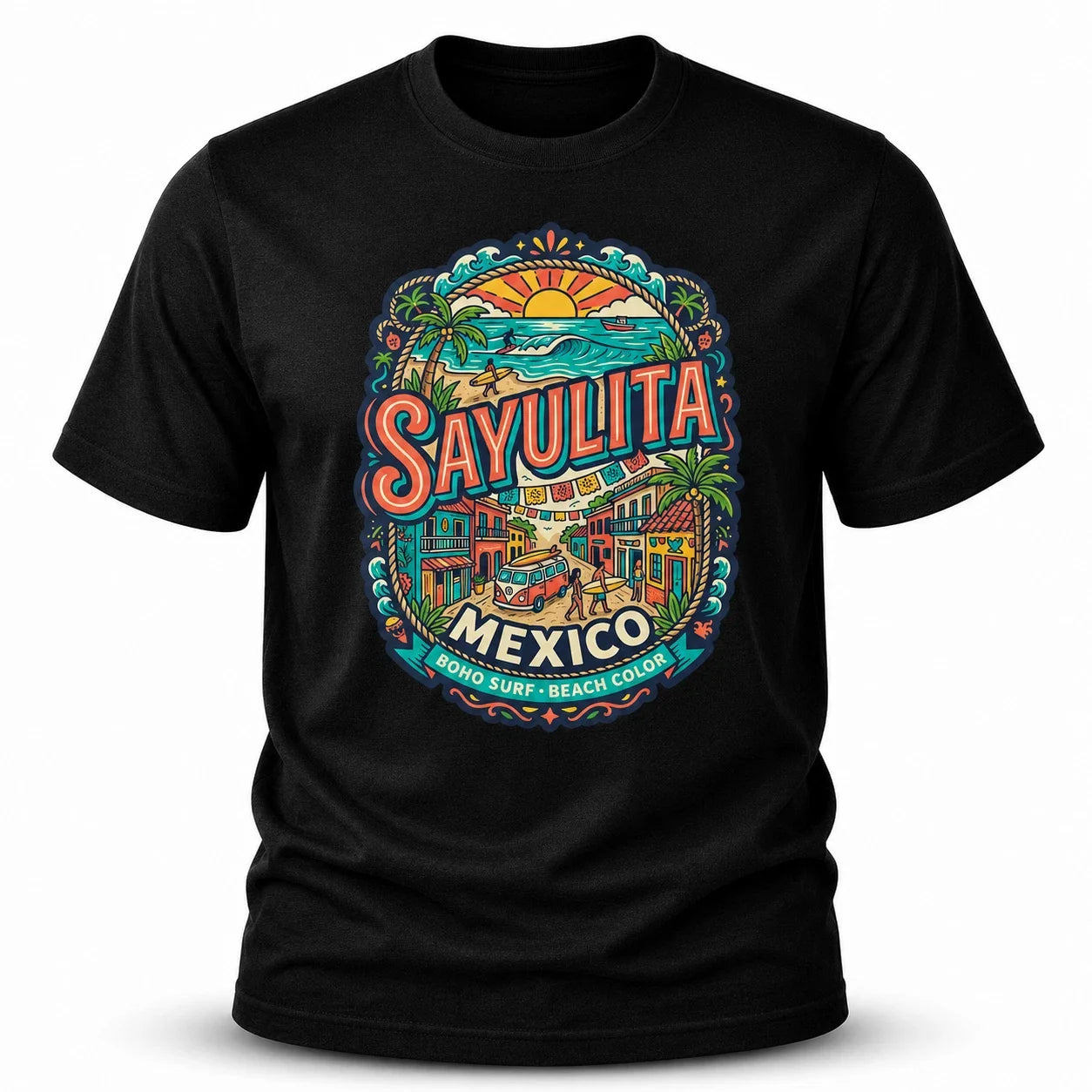 Sayulita Mexico Boho Surf Graphic T-Shirt Unisex Travel Tee Unisex T-shirt, Sweatshirt, Hoodie, Long Sleeve Tee - T-Shirt, Sweatshirt, Hoodie