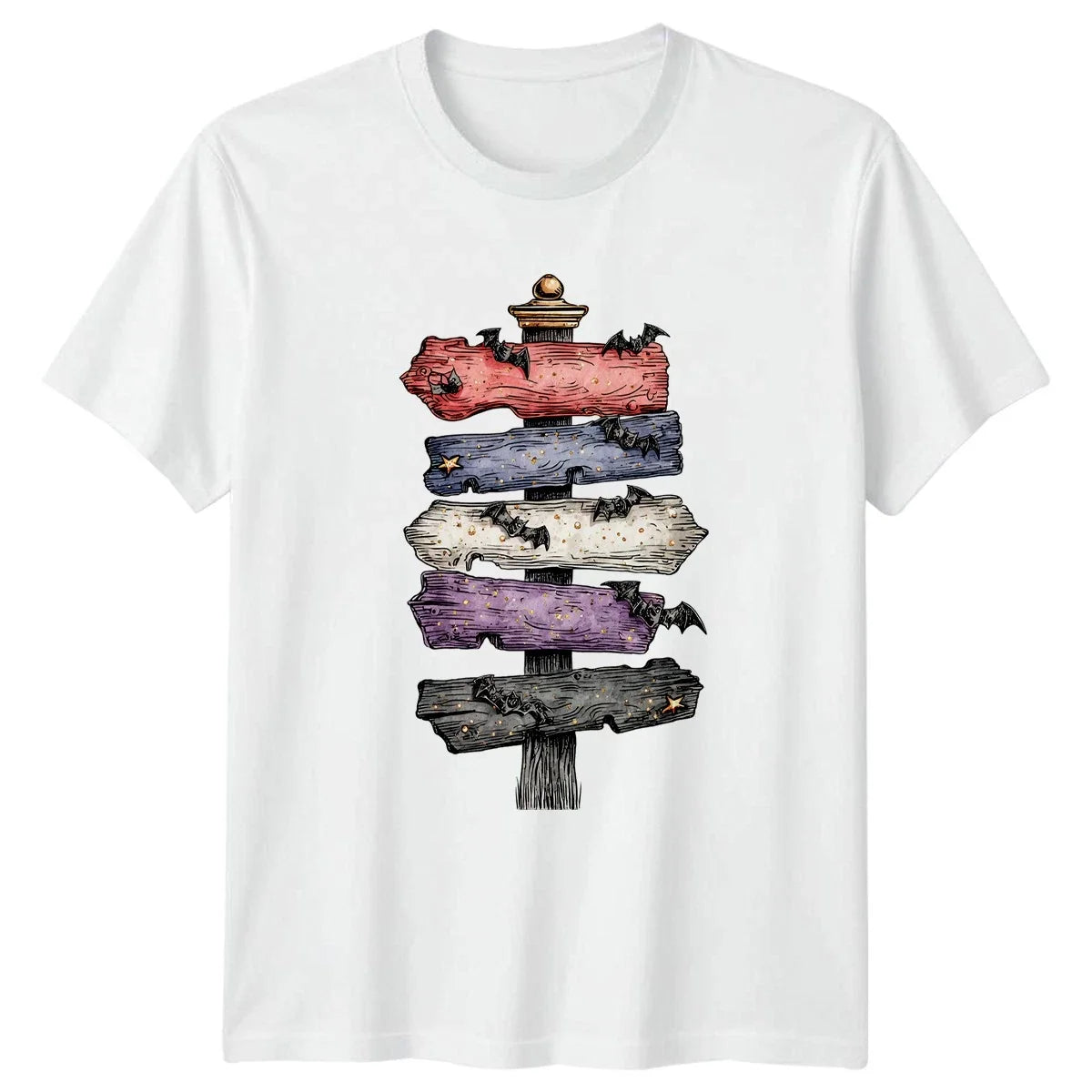 Halloween Spooky Bat Signpost Graphic Tee Mens T-Shirt Womens Tee Unisex Unisex T-shirt, Sweatshirt, Hoodie, Long Sleeve Tee - T-Shirt, Sweatshirt, Hoodie
