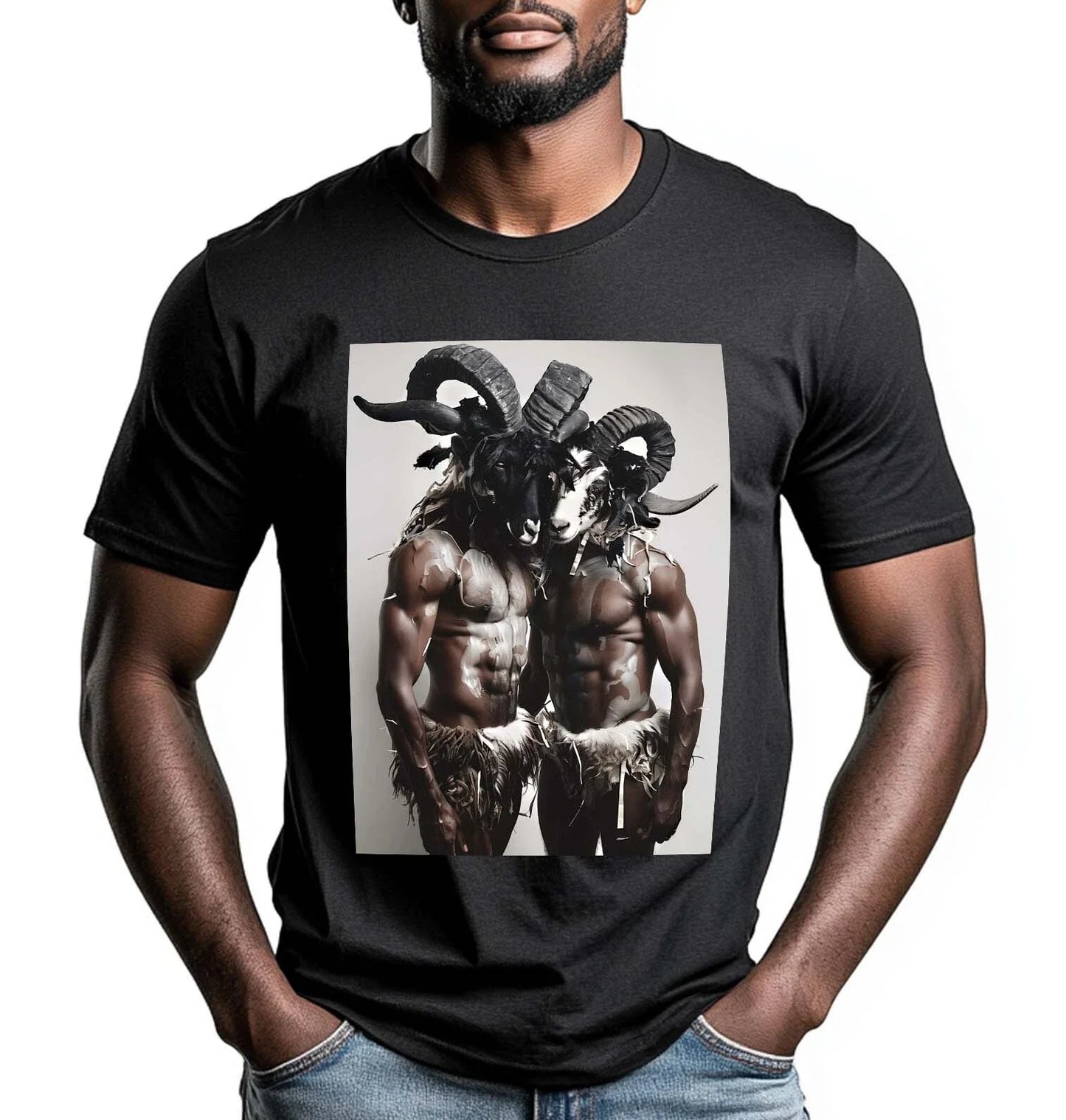 Gay Fashion Hunk Goat T-shirt | Gay Couple l Gay Arts l Gift for Him Unisex T-shirt, Sweatshirt, Hoodie, Long Sleeve Tee - T-Shirt, Sweatshirt, Hoodie
