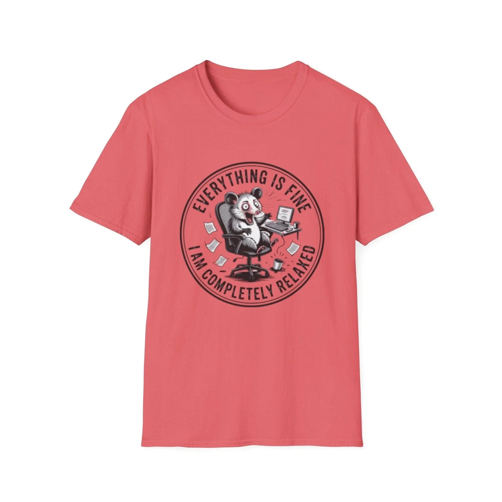 -Everything Is Fine Relaxed Possum T-Shirt | Sarcastic Animal Tee Unisex T-shirt, Sweatshirt, Hoodie, Long Sleeve Tee - T-Shirt, Sweatshirt, Hoodie
