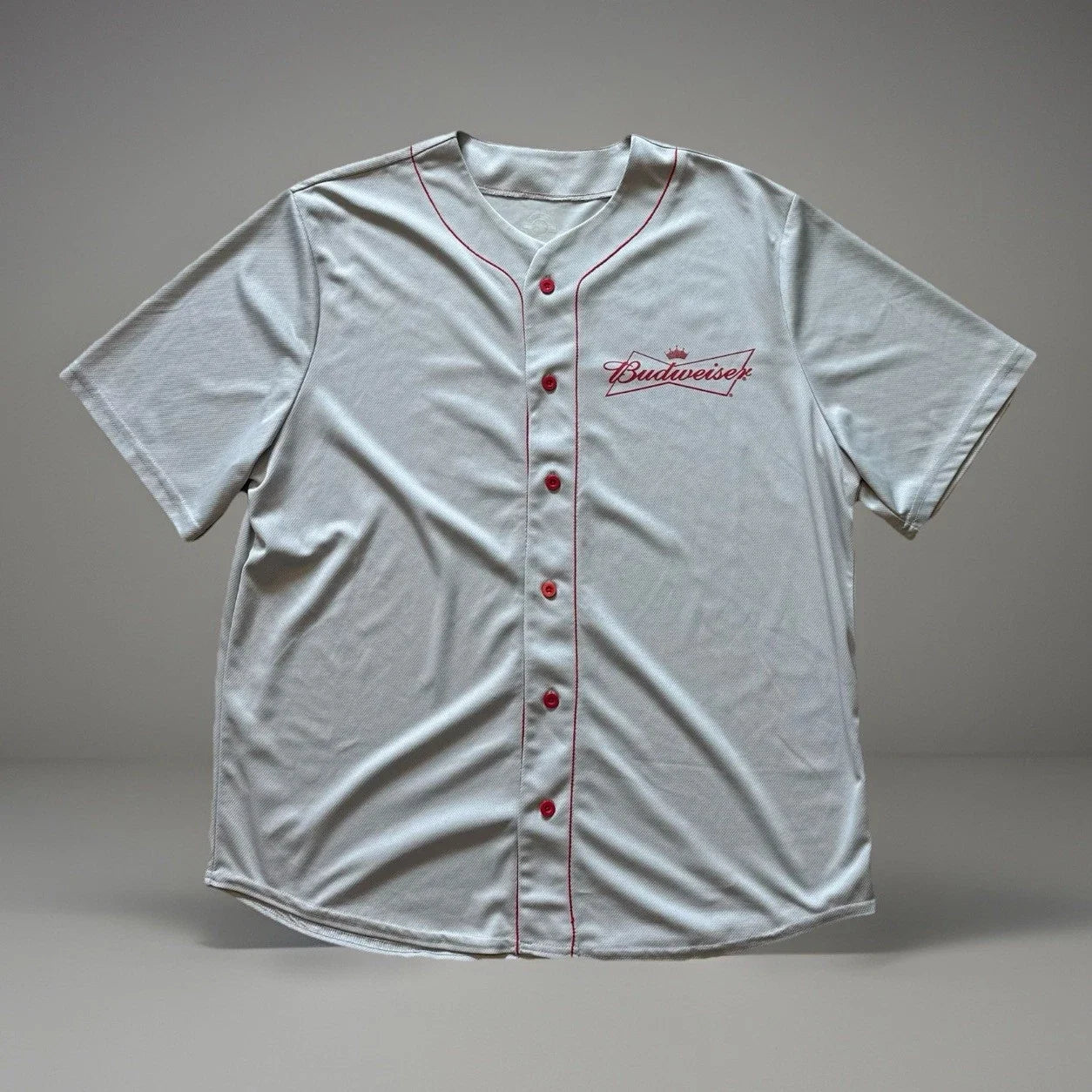 Official Budweiser #76 Vintage Baseball Jersey Gray Mens XL Anheuser Busch baseball jersey product view 1