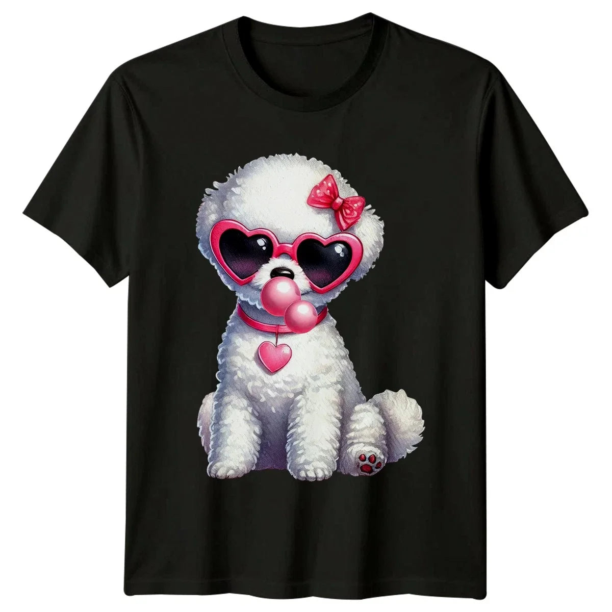 Fluffy Dog Pink Heart Sunglasses Bubblegum Animals Dogs Mens T-Shirt Womens Unisex T-shirt, Sweatshirt, Hoodie, Long Sleeve Tee - T-Shirt, Sweatshirt, Hoodie