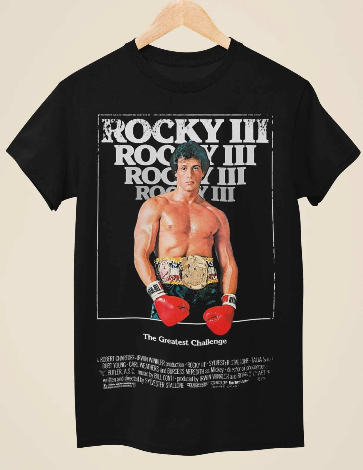 Rocky III - Movie Poster Inspired Unisex Black T-Shirt Unisex T-shirt, Sweatshirt, Hoodie, Long Sleeve Tee - T-Shirt, Sweatshirt, Hoodie