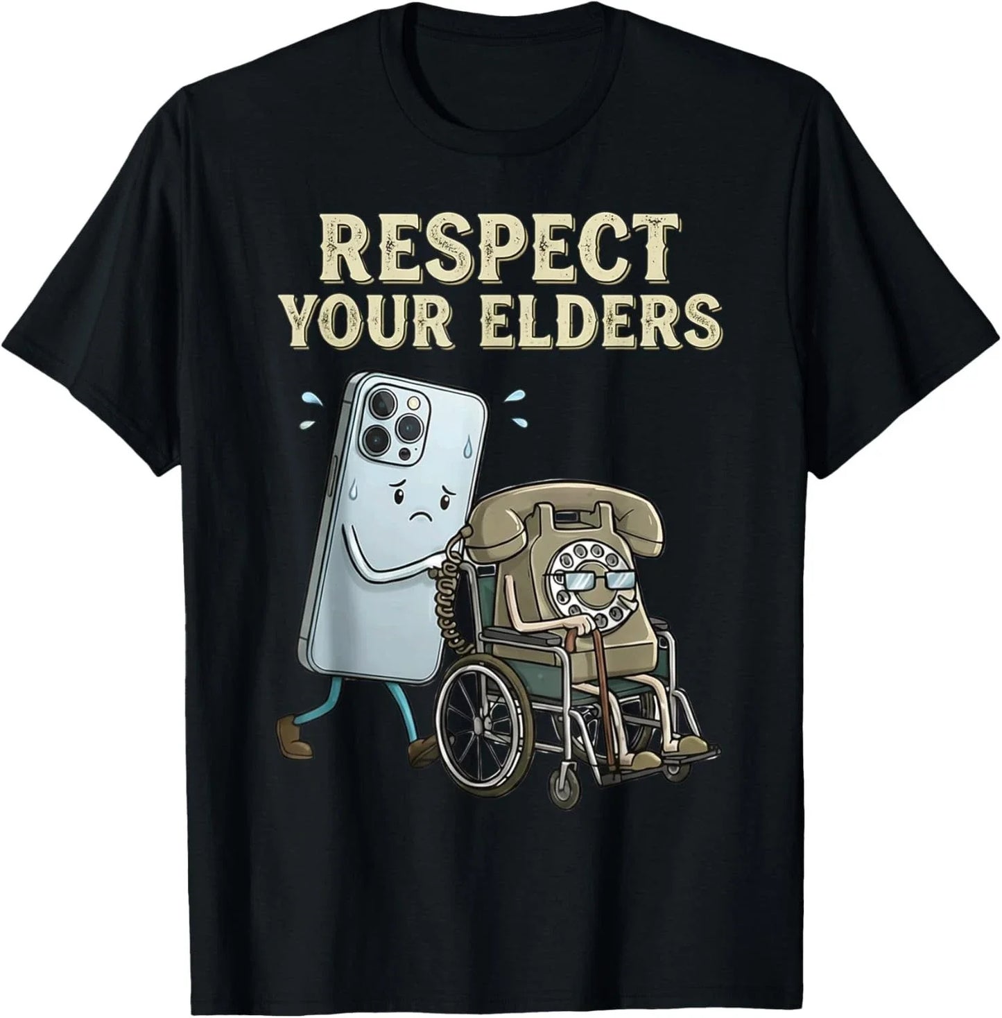 Respect Your Elders Retro Smartphone Technology Humor T-Shirt unisex T-Shirt Unisex T-shirt, Sweatshirt, Hoodie, Long Sleeve Tee - T-Shirt, Sweatshirt, Hoodie
