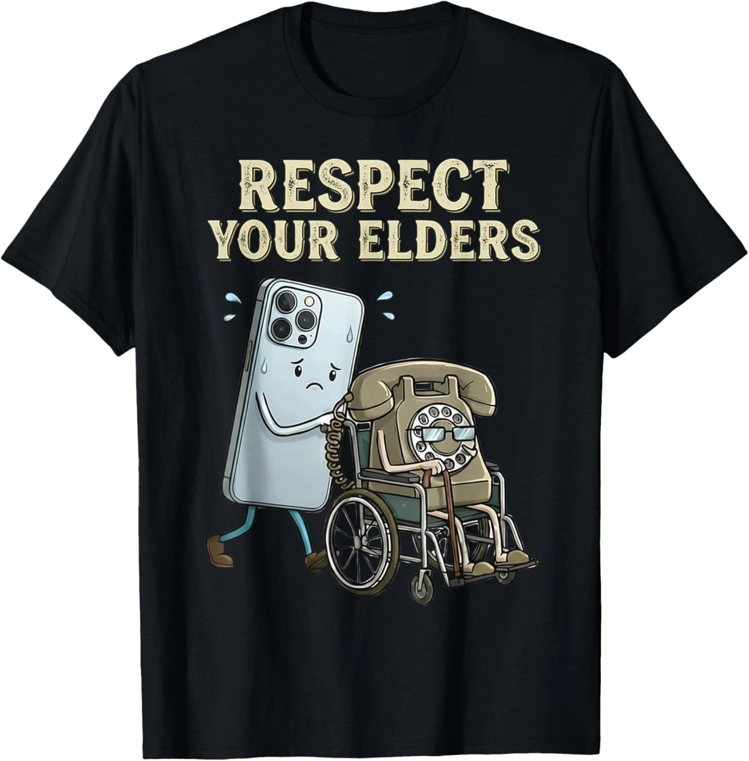 Respect Your Elders Retro Smartphone Technology Humor T-Shirt unisex T-Shirt Unisex T-shirt, Sweatshirt, Hoodie, Long Sleeve Tee - T-Shirt, Sweatshirt, Hoodie