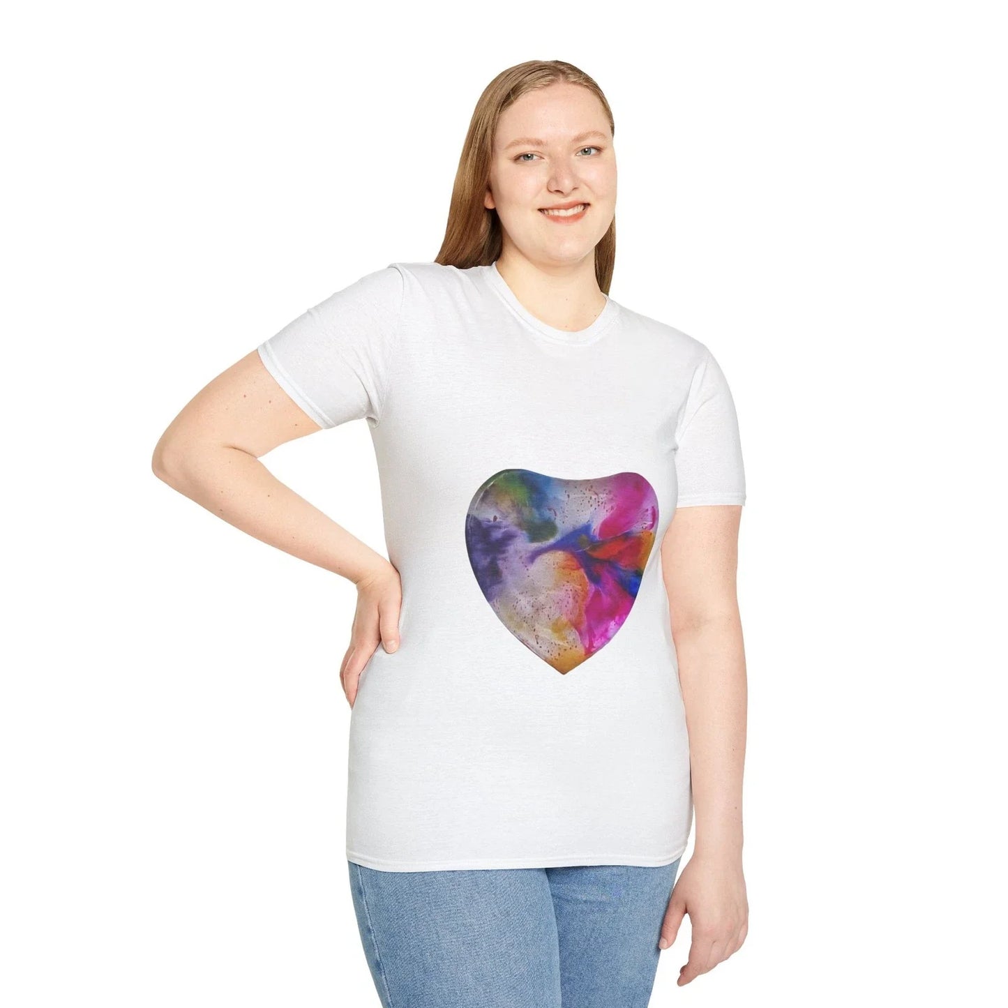 Watercolor Heart T-Shirt  Colorful Abstract Heart Tee Unisex T-shirt, Sweatshirt, Hoodie, Long Sleeve Tee - T-Shirt, Sweatshirt, Hoodie