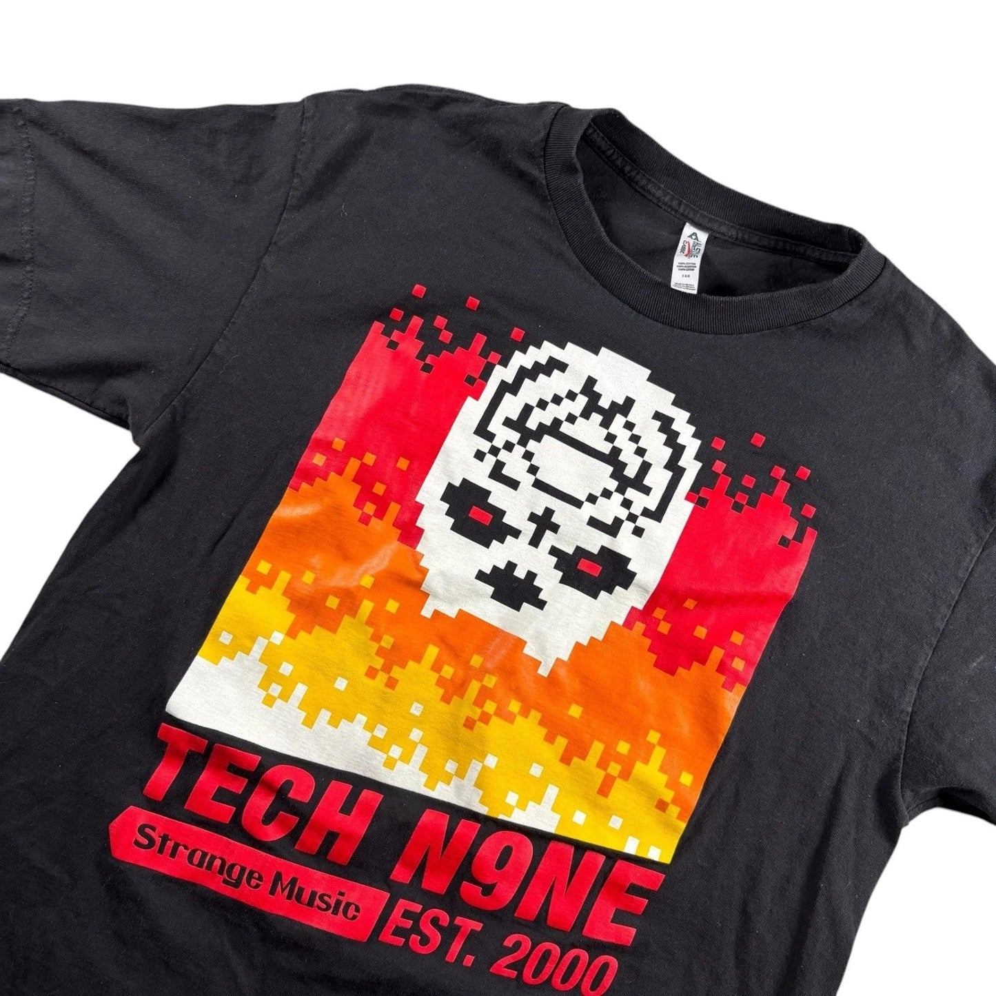 Tech N9ne Graphic Tee Men L Pixel Skull Strange Music Est 2000 band concert Unisex T-shirt, Sweatshirt, Hoodie, Long Sleeve Tee - T-Shirt, Sweatshirt, Hoodie