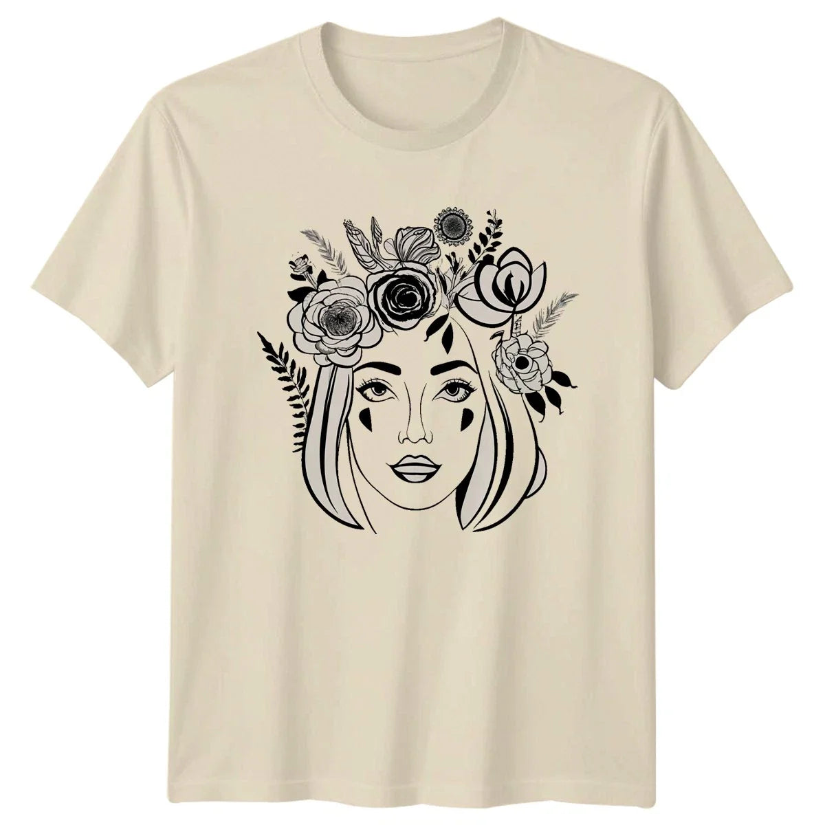 Beautiful Floral Face Art Womens T-Shirt Boho Chic Art Mothers Day Gift For Her Unisex T-shirt, Sweatshirt, Hoodie, Long Sleeve Tee - T-Shirt, Sweatshirt, Hoodie