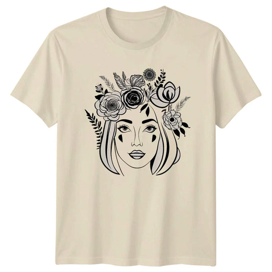 Beautiful Floral Face Art Womens T-Shirt Boho Chic Art Mothers Day Gift For Her Unisex T-shirt, Sweatshirt, Hoodie, Long Sleeve Tee - T-Shirt, Sweatshirt, Hoodie