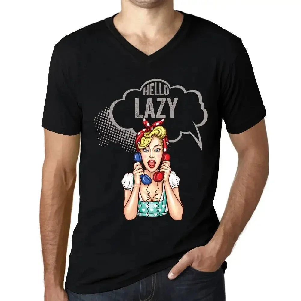 Men's Graphic T-Shirt Hello Lazy Eco-Friendly Limited Edition Short Sleeve Unisex T-shirt, Sweatshirt, Hoodie, Long Sleeve Tee - T-Shirt, Sweatshirt, Hoodie