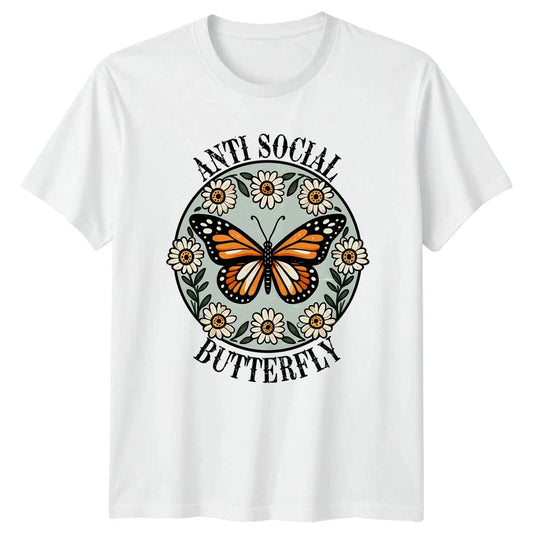 Anti Social Butterfly T-Shirt Introvert Humour Nature 42nd Birthday Gift Unisex T-shirt, Sweatshirt, Hoodie, Long Sleeve Tee - T-Shirt, Sweatshirt, Hoodie