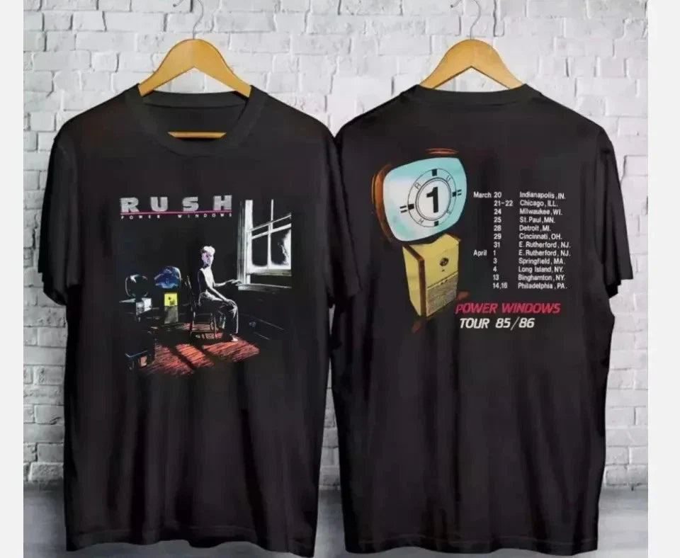 Rush Power Windows Tour 1985 T-Shirt Black Band Concert 80s Unisex T-shirt, Sweatshirt, Hoodie, Long Sleeve Tee - T-Shirt, Sweatshirt, Hoodie