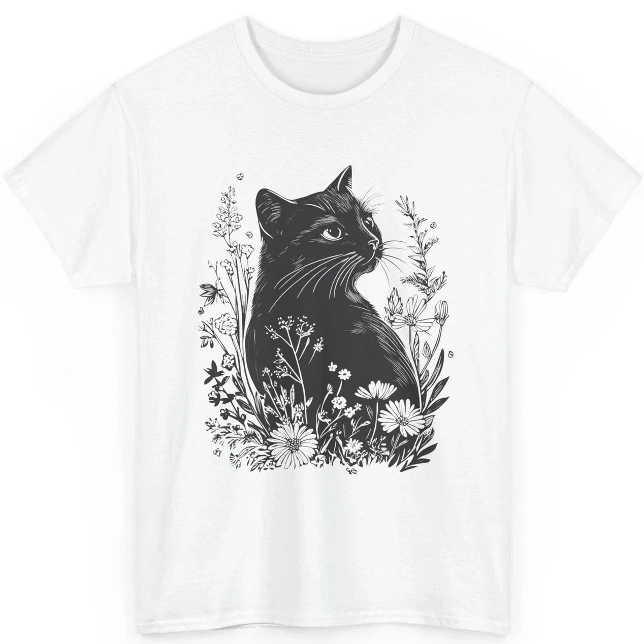 Black Cat Floral Shirt Vintage Botanical Aesthetic Cat Lover Women Gift Unisex T-shirt, Sweatshirt, Hoodie, Long Sleeve Tee - T-Shirt, Sweatshirt, Hoodie
