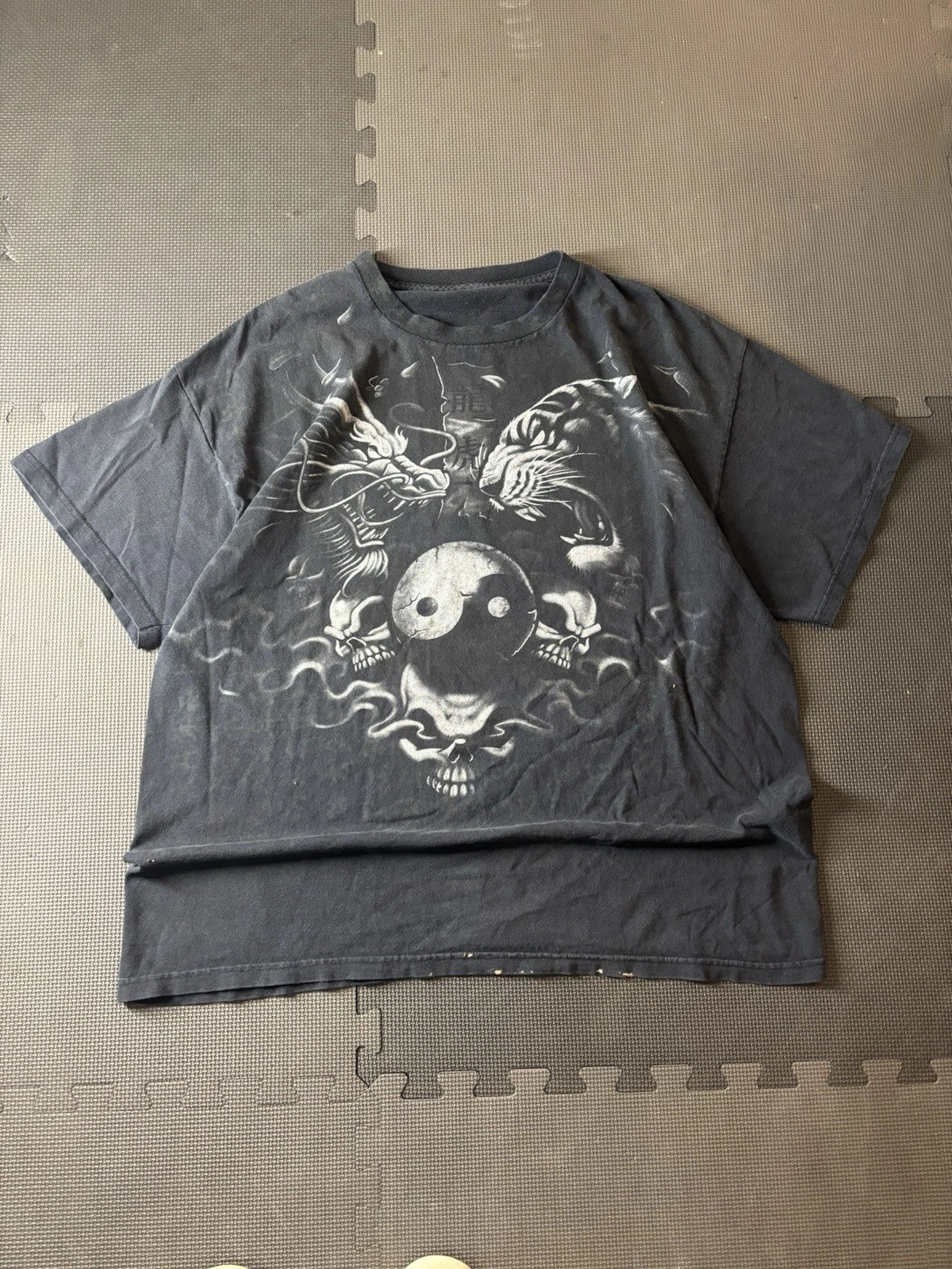 Y2K Graphic Skull Yin Yang Dragon Tiger Men's T-Shirt Black XL Short Sleeve Unisex T-shirt, Sweatshirt, Hoodie, Long Sleeve Tee - T-Shirt, Sweatshirt, Hoodie
