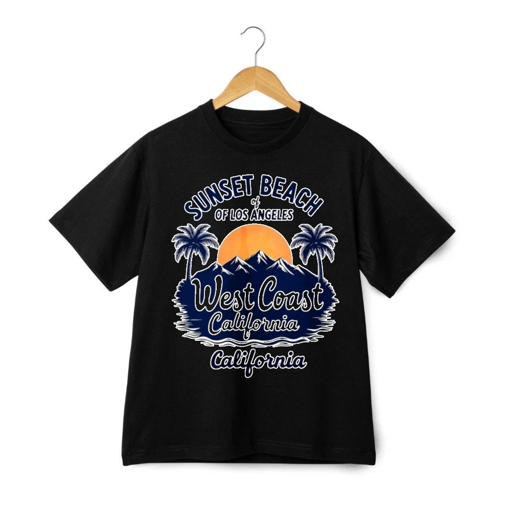 West Coast California Sunset Beach T-Shirt-Retro LA Graphic Tee for Men & Women Unisex T-shirt, Sweatshirt, Hoodie, Long Sleeve Tee - T-Shirt, Sweatshirt, Hoodie