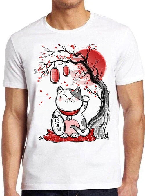 Maneki Neko Japanese Lucky Cat Chinese Funny Retro Cool Gift Tee T Shirt M536 Unisex T-shirt, Sweatshirt, Hoodie, Long Sleeve Tee - T-Shirt, Sweatshirt, Hoodie