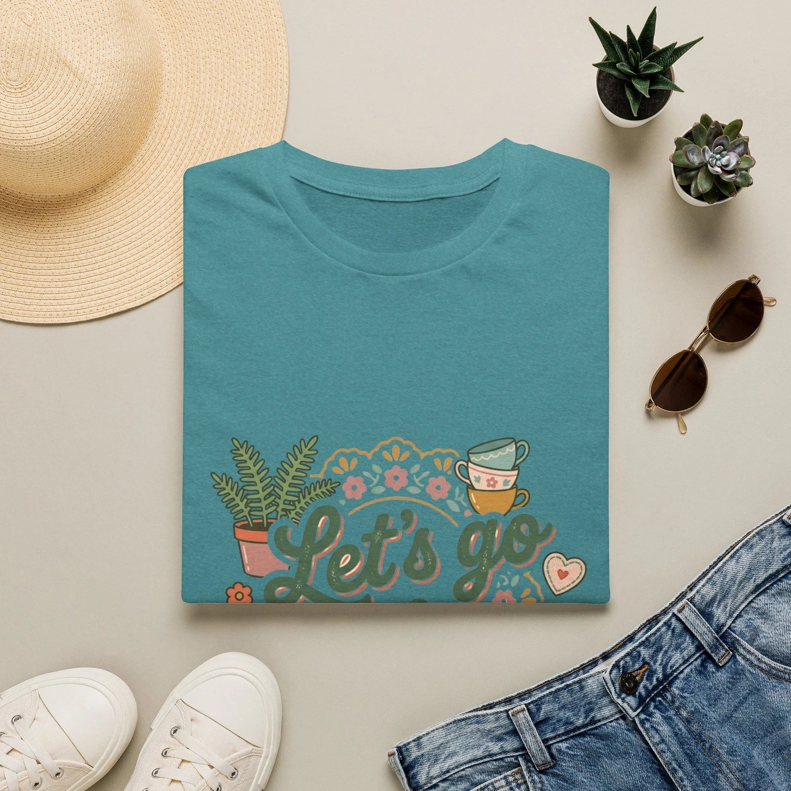 Lets Go Thrifting T-Shirt | Retro Floral Coffee Plant Design Unisex T-shirt, Sweatshirt, Hoodie, Long Sleeve Tee - T-Shirt, Sweatshirt, Hoodie