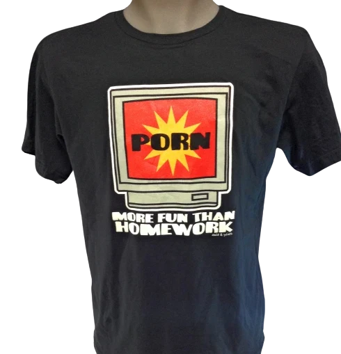 Mens David & Goliath Computer Porn More Fun Than Homework Novelty Tee T-Shirt Unisex T-shirt, Sweatshirt, Hoodie, Long Sleeve Tee - T-Shirt, Sweatshirt, Hoodie
