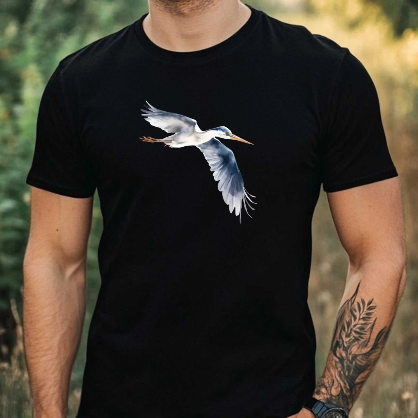 Mens Watercolour Flying Bird Motif Cotton T-Shirt Size XS to 5XL Unisex T-shirt, Sweatshirt, Hoodie, Long Sleeve Tee - T-Shirt, Sweatshirt, Hoodie