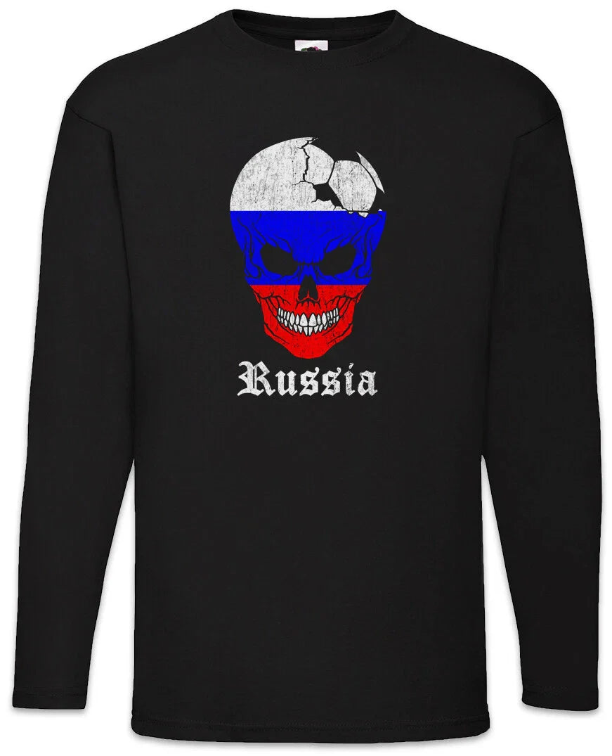 Russia Football Skull I Men's Long Sleeve T-Shirt Russian Soccer Flag World Unisex T-shirt, Sweatshirt, Hoodie, Long Sleeve Tee - T-Shirt, Sweatshirt, Hoodie