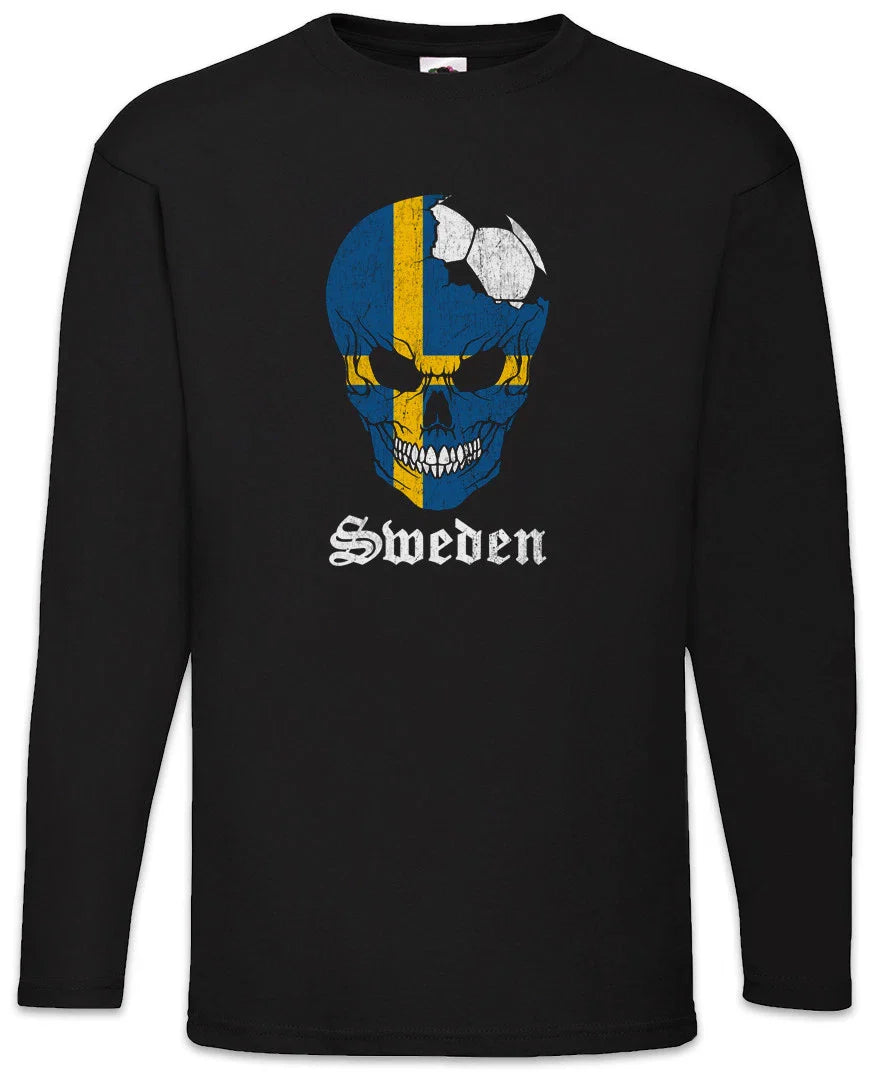 Sweden Football Skull I Men Long Sleeve T-Shirt swedish Soccer Flag World Unisex T-shirt, Sweatshirt, Hoodie, Long Sleeve Tee - T-Shirt, Sweatshirt, Hoodie