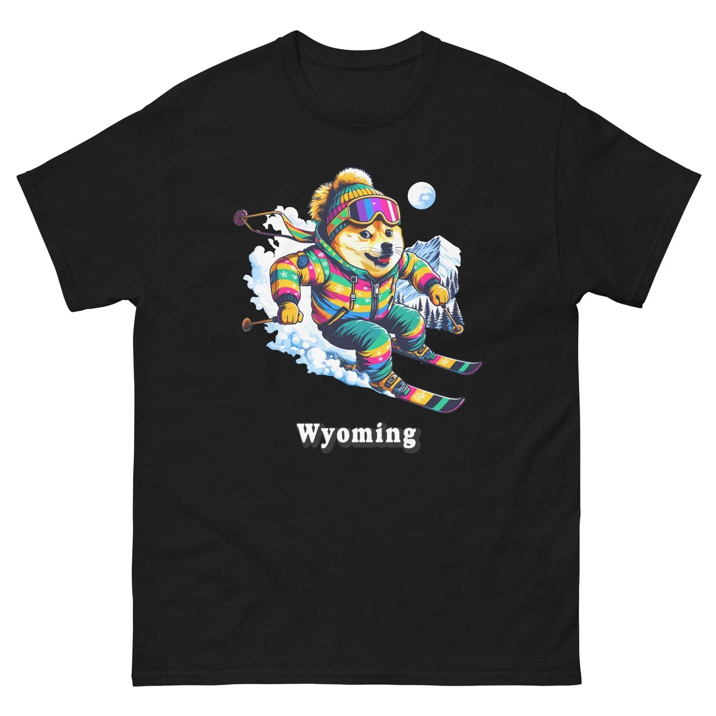 Wyoming Doge Skiing Funny Ski Skier Dog Meme Cute Shirt T-Shirt Unisex T-shirt, Sweatshirt, Hoodie, Long Sleeve Tee - T-Shirt, Sweatshirt, Hoodie