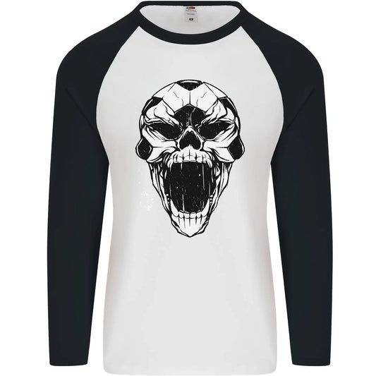 A Football Skull Soccer Footy Mens L/S Baseball T-Shirt Unisex T-shirt, Sweatshirt, Hoodie, Long Sleeve Tee - T-Shirt, Sweatshirt, Hoodie