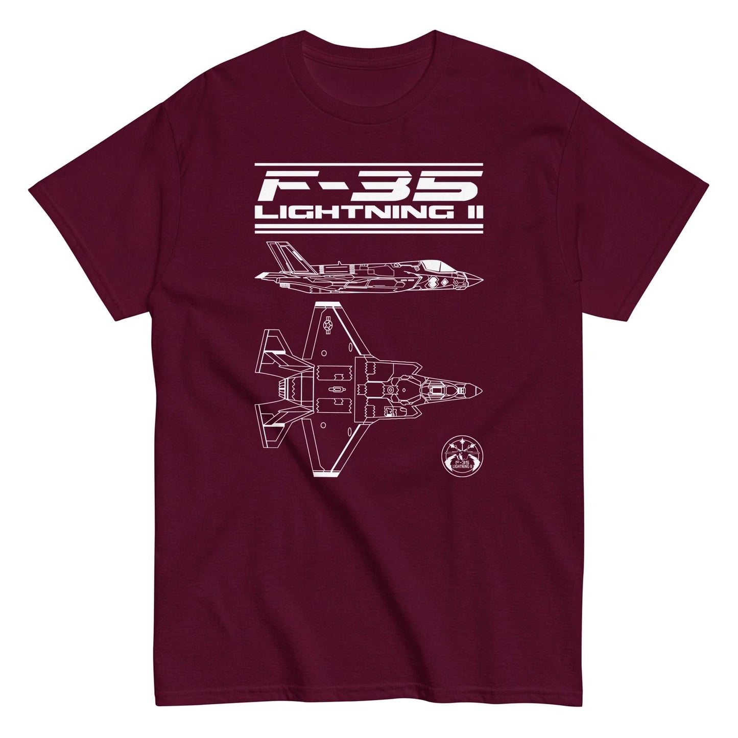 F-35 Lightning II Fighter Jet Sleek Form T-Shirt  Profile & Top View Unisex T-shirt, Sweatshirt, Hoodie, Long Sleeve Tee - T-Shirt, Sweatshirt, Hoodie