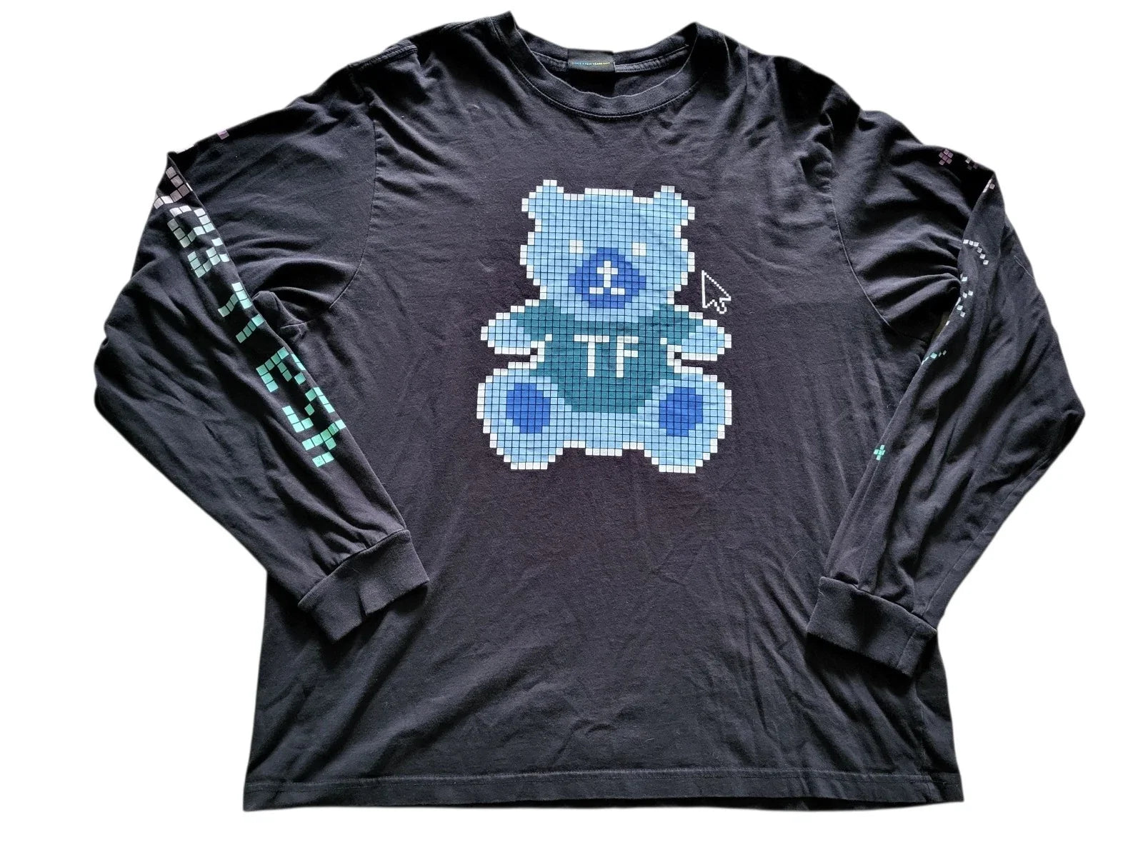 Teddy Fresh MEN'S Pixel Teddy Long Sleeve T-Shirt - Black - Size XL- Rare Unisex T-shirt, Sweatshirt, Hoodie, Long Sleeve Tee - T-Shirt, Sweatshirt, Hoodie