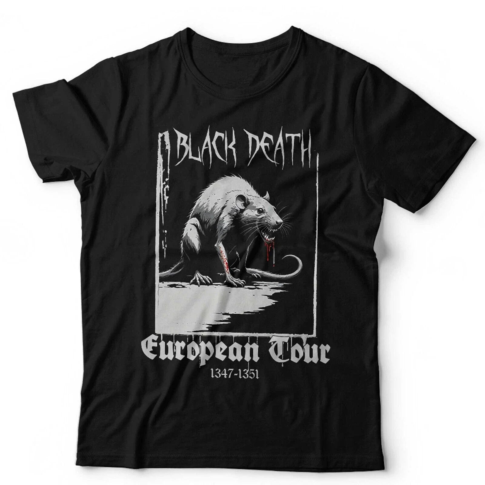 Black Death European Tour Tshirt Unisex Plague Rat Gothic Medieval Dark Humour Unisex T-shirt, Sweatshirt, Hoodie, Long Sleeve Tee - T-Shirt, Sweatshirt, Hoodie