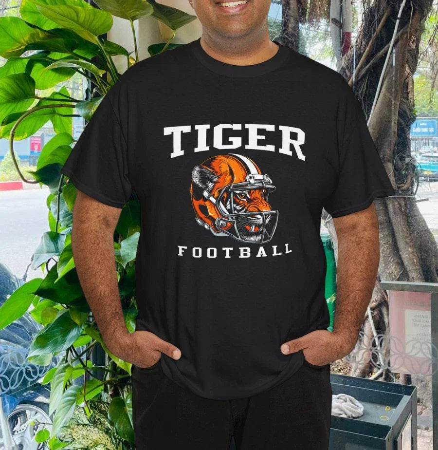 Tiger Football Cool Tiger Mascot Football Design T-Shirt Unisex T-shirt, Sweatshirt, Hoodie, Long Sleeve Tee - T-Shirt, Sweatshirt, Hoodie