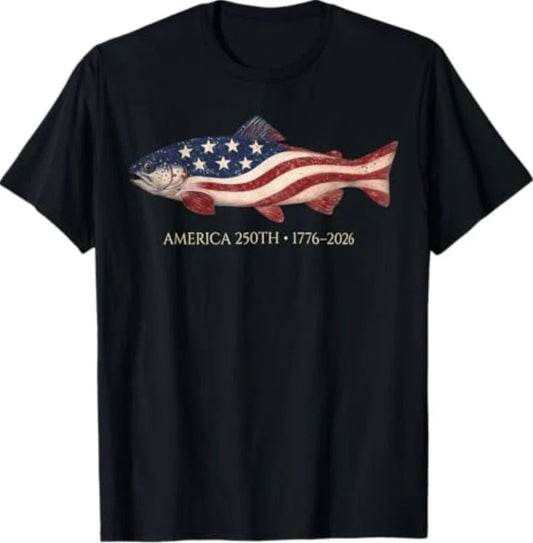 250 America Years 1776 2026 Fishing USA Flag 250th Birthday T-Shirt Unisex T-shirt, Sweatshirt, Hoodie, Long Sleeve Tee - T-Shirt, Sweatshirt, Hoodie