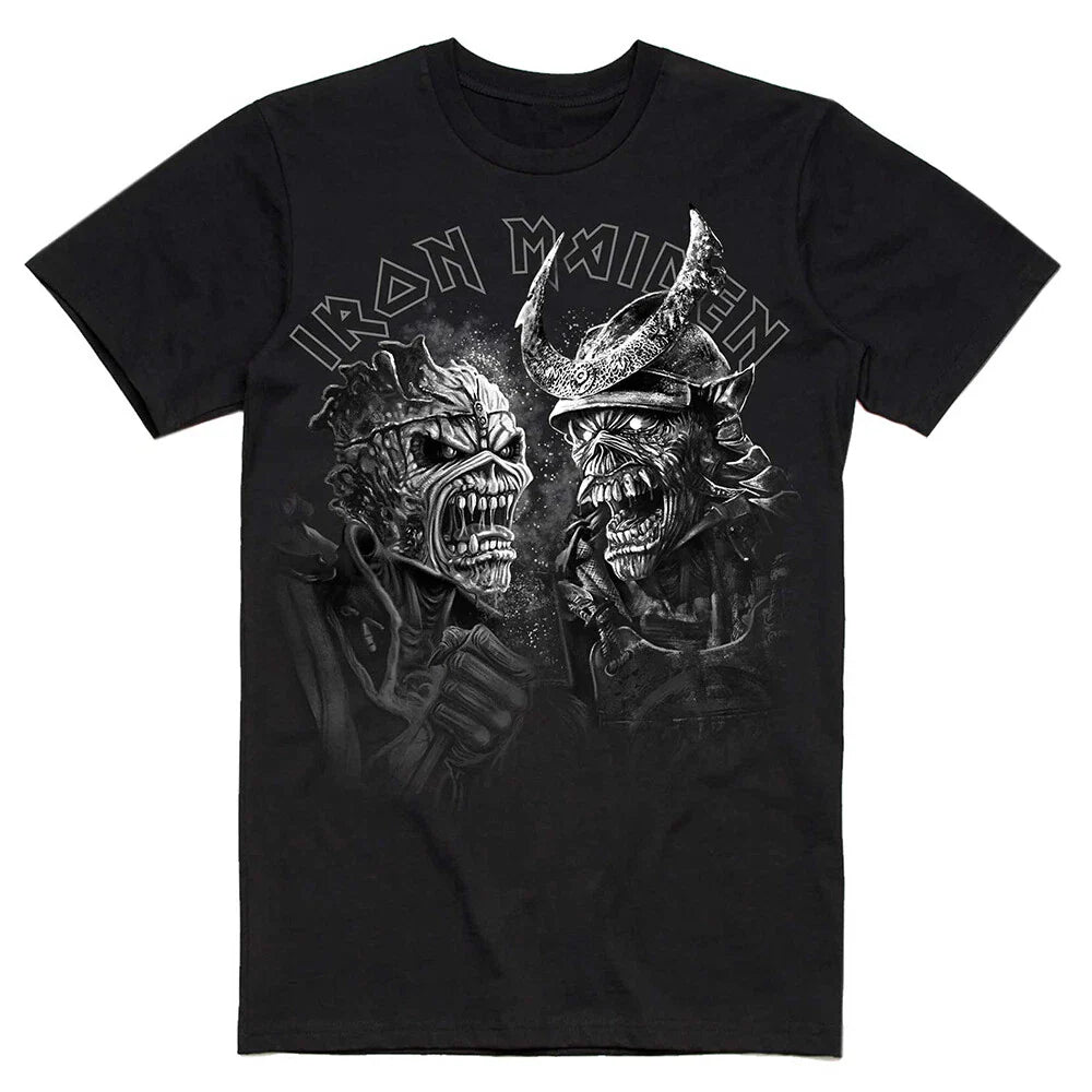 Iron Maiden Senjutsu Grayscale Heads Official T-Shirt Unisex T-shirt, Sweatshirt, Hoodie, Long Sleeve Tee - T-Shirt, Sweatshirt, Hoodie
