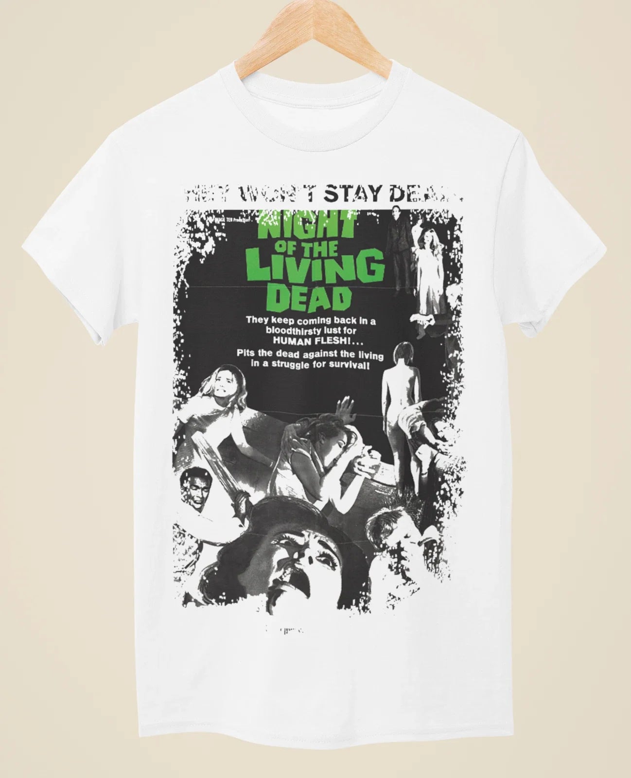 Night of the Living Dead - Movie Poster Inspired Unisex White T-Shirt Unisex T-shirt, Sweatshirt, Hoodie, Long Sleeve Tee - T-Shirt, Sweatshirt, Hoodie
