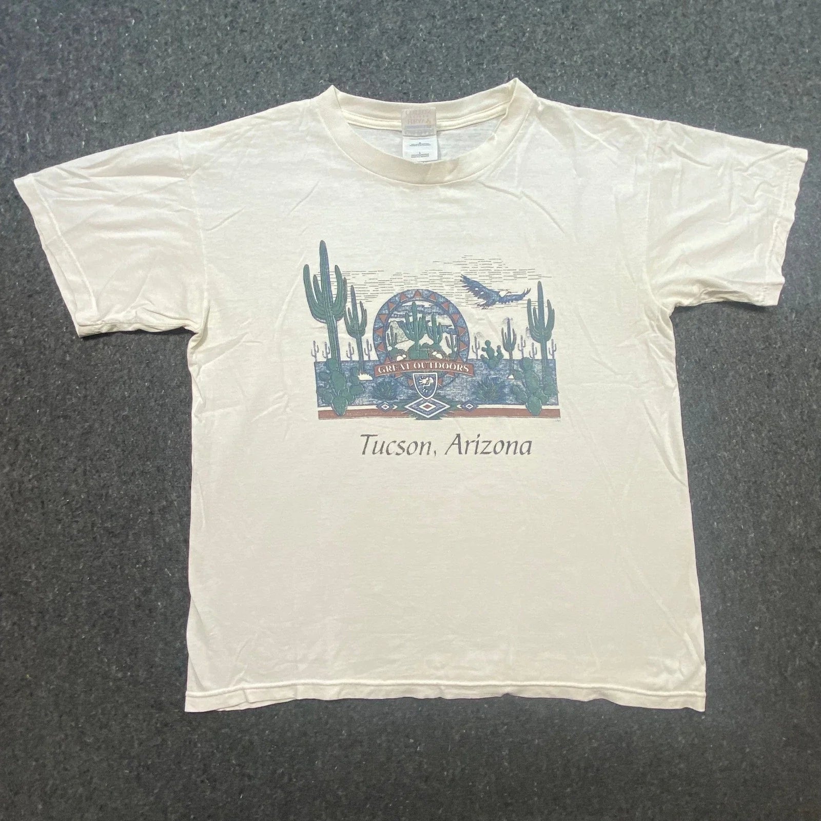 Tucson Arizona Graphic Tee Large L Cream Boho Skater Great Outdoors Cotton Shirt Unisex T-shirt, Sweatshirt, Hoodie, Long Sleeve Tee - T-Shirt, Sweatshirt, Hoodie