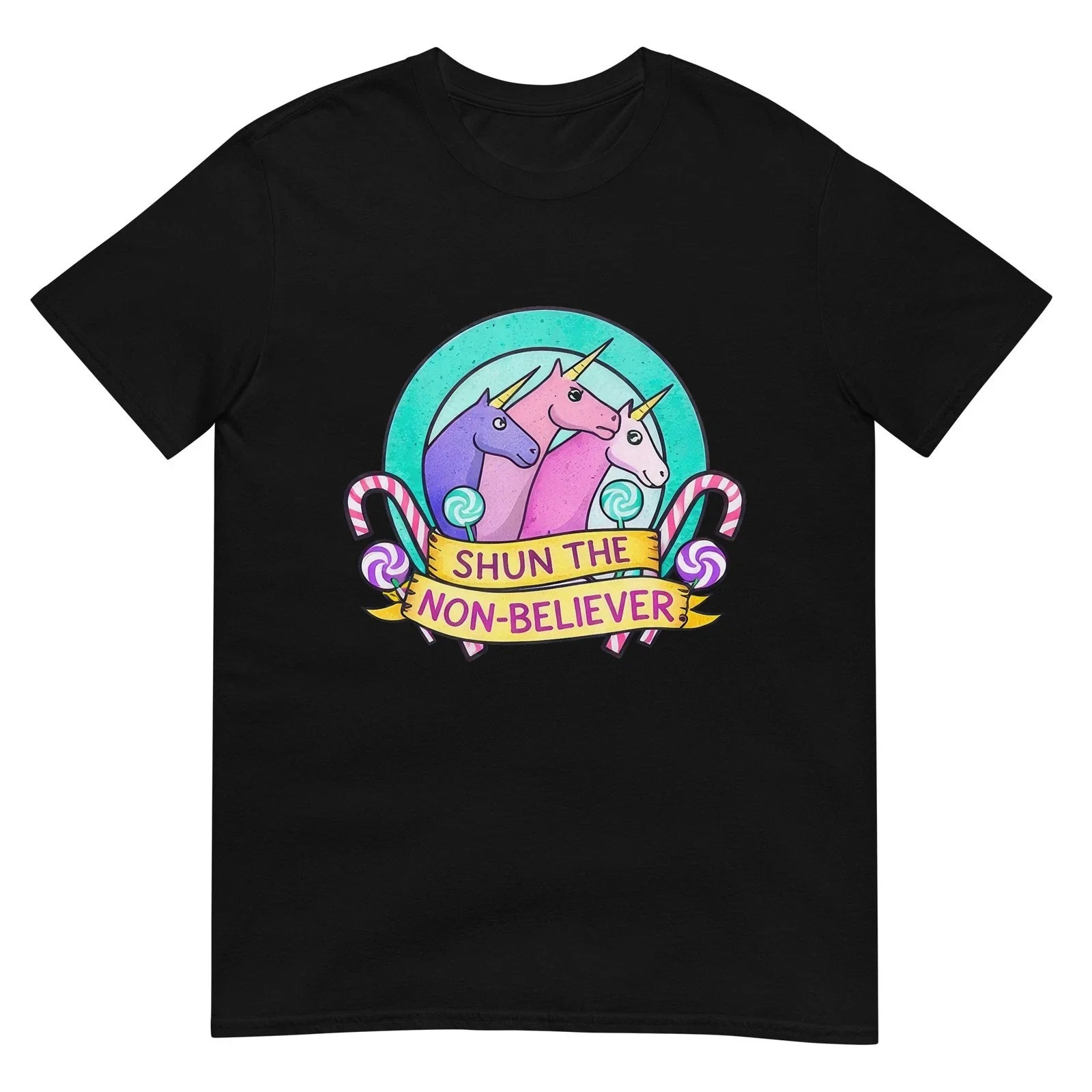 Shun The Non Believer-Unicorn Pastel Meme Humor T-Shirt Unisex T-shirt, Sweatshirt, Hoodie, Long Sleeve Tee - T-Shirt, Sweatshirt, Hoodie