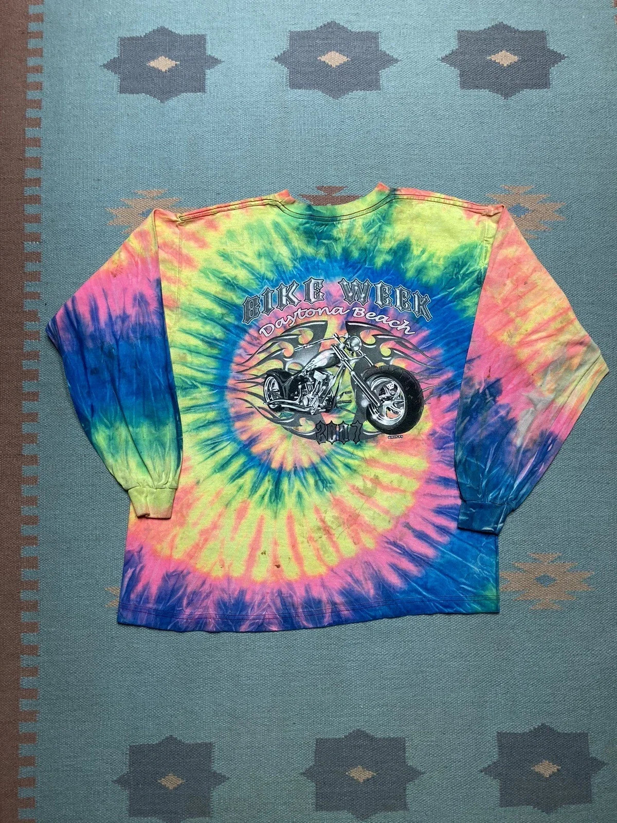 Vintage y2k Daytona beach bike week long sleeve t shirt 2007 tie dye medium Unisex T-shirt, Sweatshirt, Hoodie, Long Sleeve Tee - T-Shirt, Sweatshirt, Hoodie
