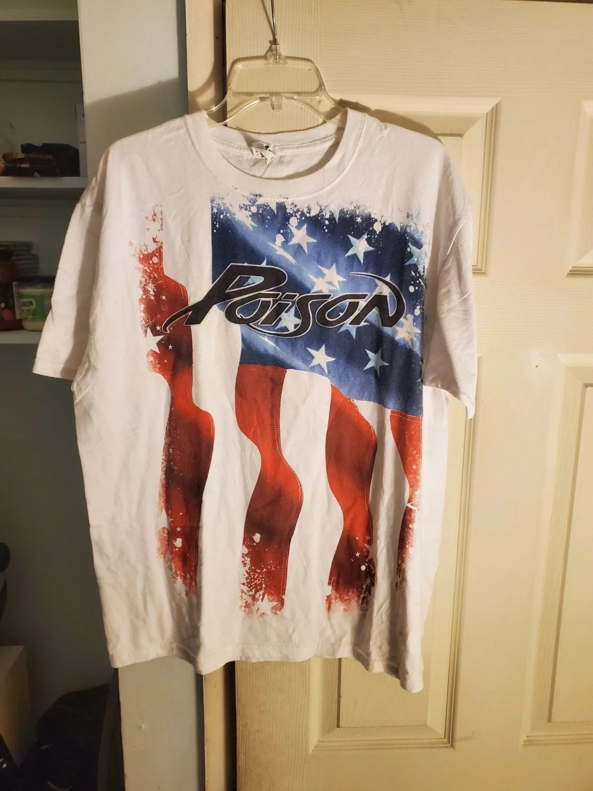 Vintage Poison Tour 2009 Graphic Size XL Shirt American Flag Anvil Blue Tag Unisex T-shirt, Sweatshirt, Hoodie, Long Sleeve Tee - T-Shirt, Sweatshirt, Hoodie