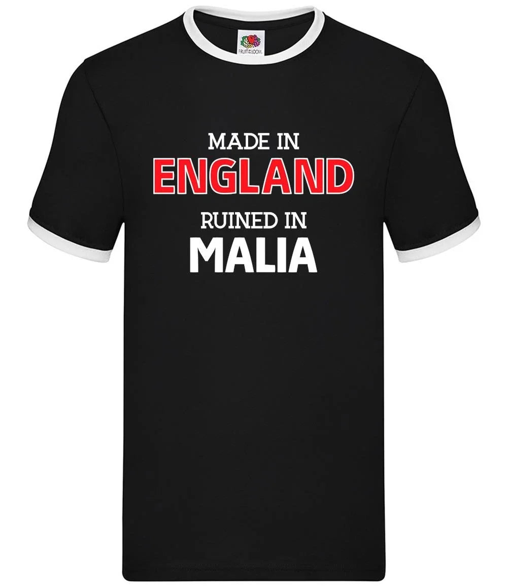 Ruined In Malia - Mens Ringer - Lads Stag Do Hen Funny Holiday Greece Crete Unisex T-shirt, Sweatshirt, Hoodie, Long Sleeve Tee - T-Shirt, Sweatshirt, Hoodie