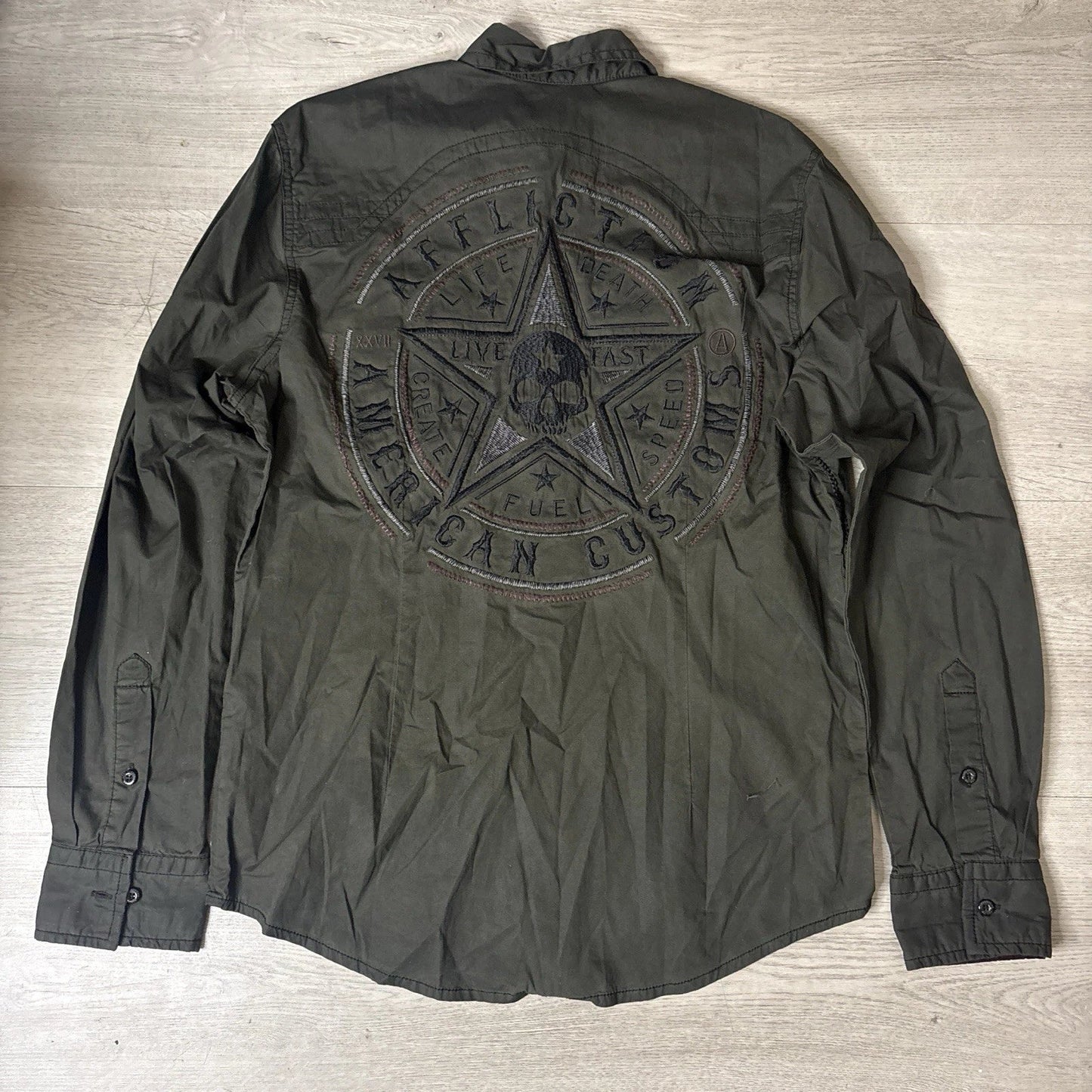 Vintage Rare Affliction Military Skull Shirt Size S Unisex T-shirt, Sweatshirt, Hoodie, Long Sleeve Tee - T-Shirt, Sweatshirt, Hoodie