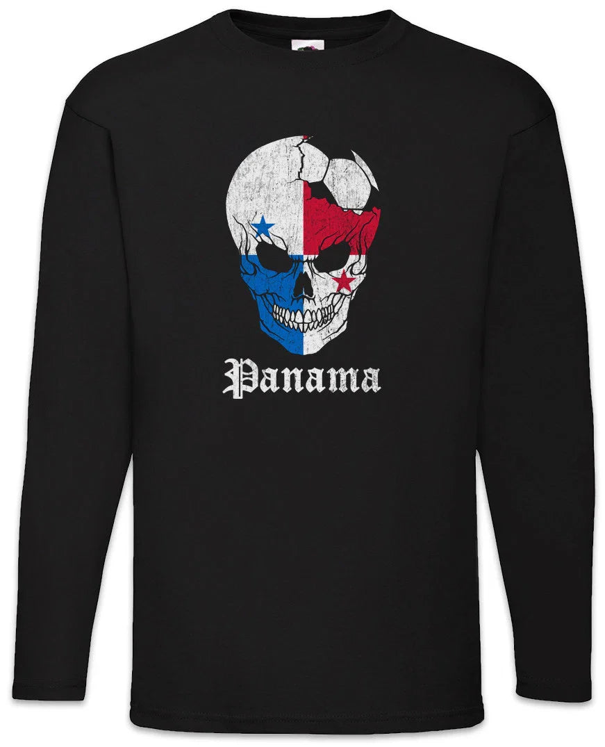 Panama Football Skull I Men Long Sleeve T-Shirt panamanian Soccer Flag Unisex T-shirt, Sweatshirt, Hoodie, Long Sleeve Tee - T-Shirt, Sweatshirt, Hoodie