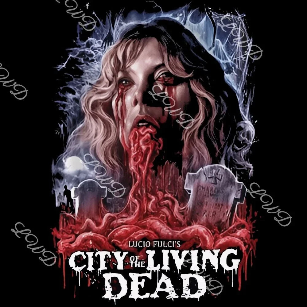City of the Living Dead Graphic Horror T-Shirt | Zombie Art Print Lucio Fulci Unisex T-shirt, Sweatshirt, Hoodie, Long Sleeve Tee - T-Shirt, Sweatshirt, Hoodie