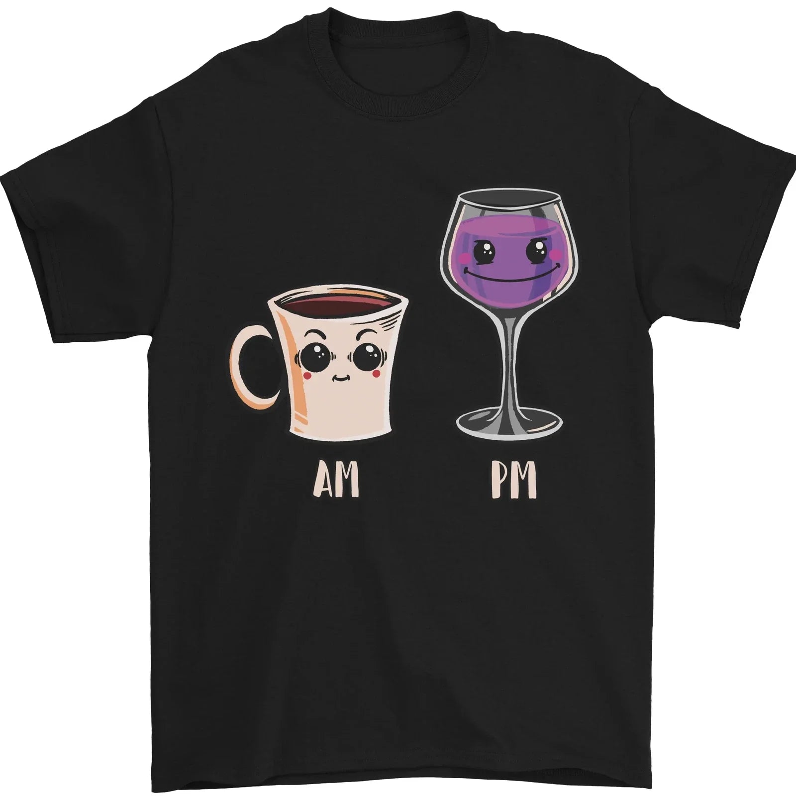 Coffee am Wine pm Funny Alcohol Prosecco Mens T-Shirt 100% Cotton Unisex T-shirt, Sweatshirt, Hoodie, Long Sleeve Tee - T-Shirt, Sweatshirt, Hoodie