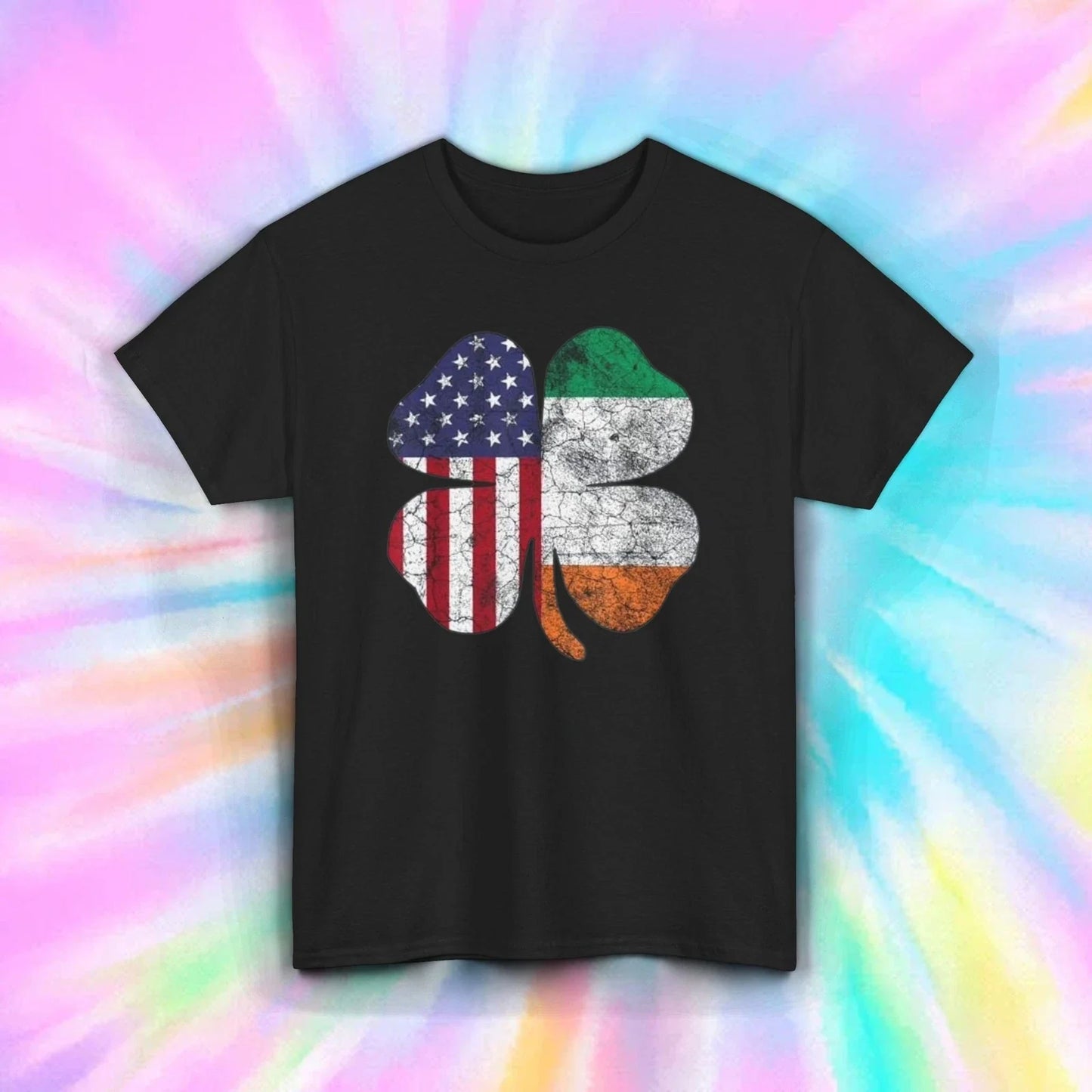 USA Irish Flag T-Shirt | American Irish Pride | Heritage Shamrock Tee S-5XL Unisex T-shirt, Sweatshirt, Hoodie, Long Sleeve Tee - T-Shirt, Sweatshirt, Hoodie