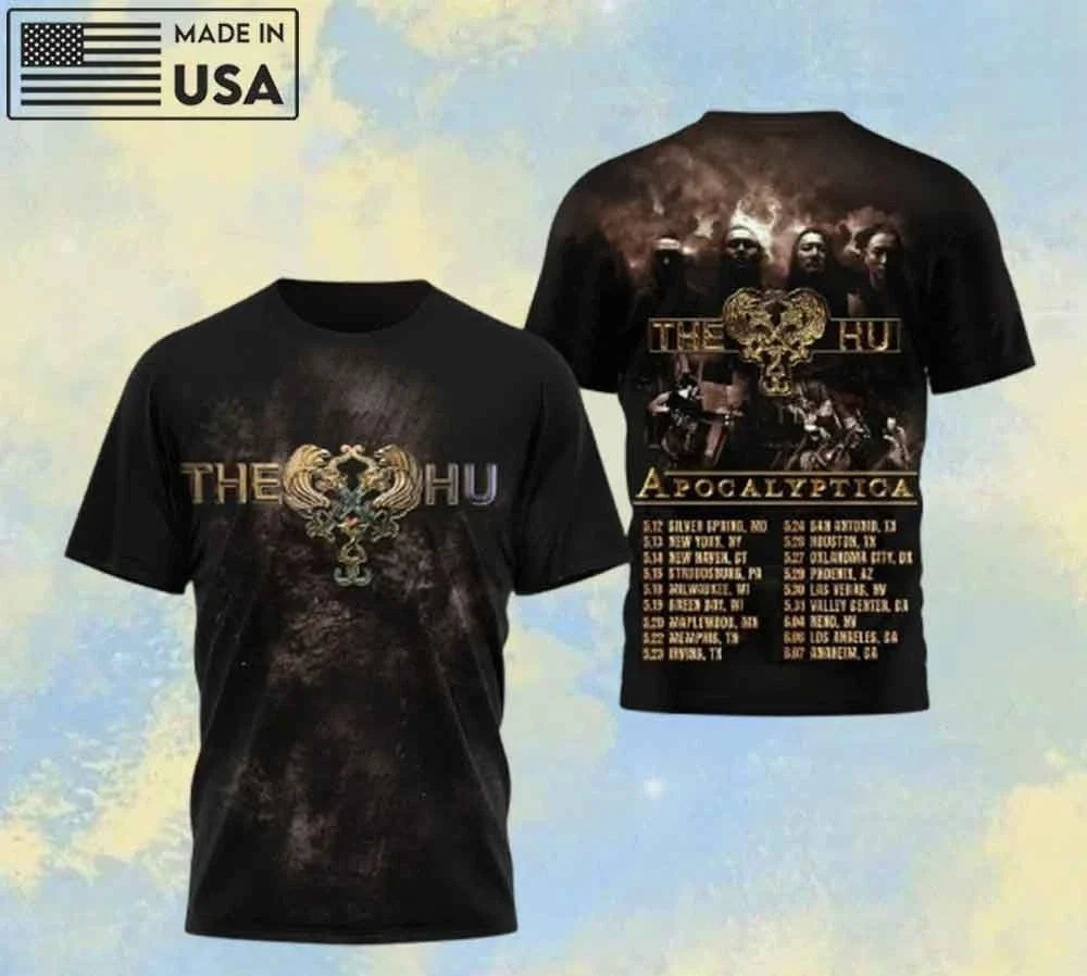 The Hu Apocalyptica North American Tour AOP T-Shirt Unisex T-shirt, Sweatshirt, Hoodie, Long Sleeve Tee - T-Shirt, Sweatshirt, Hoodie